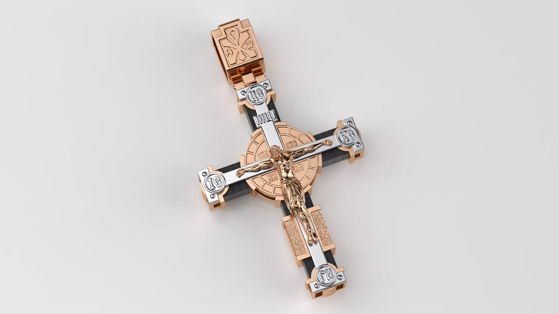 Orthodox cross with wood 3D print model_7