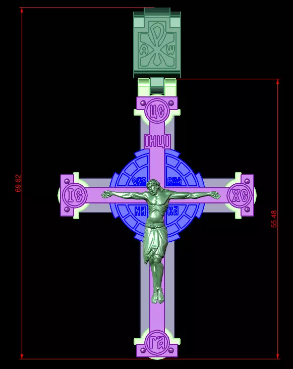 Orthodox cross with wood 3D print model_11