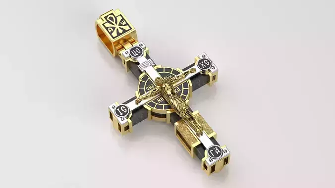 Orthodox cross with wood 3D print model