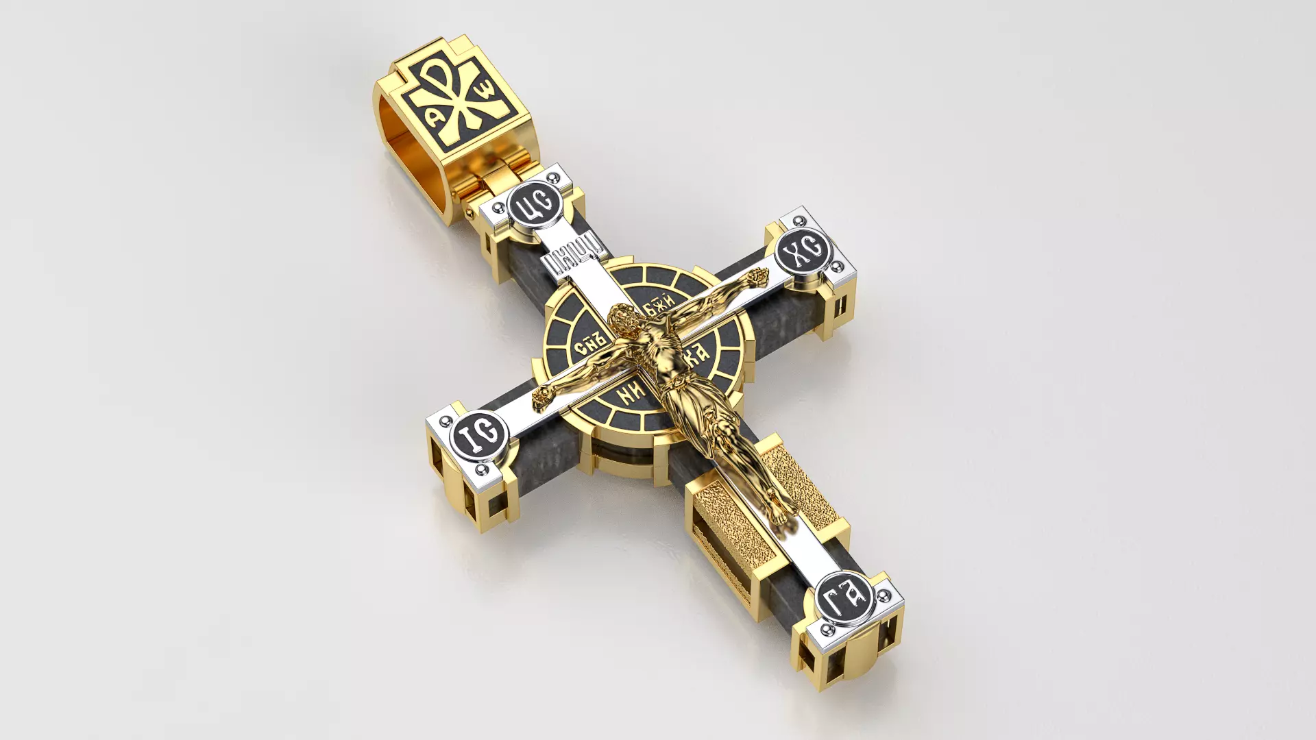 Orthodox cross with wood 3D print model_0