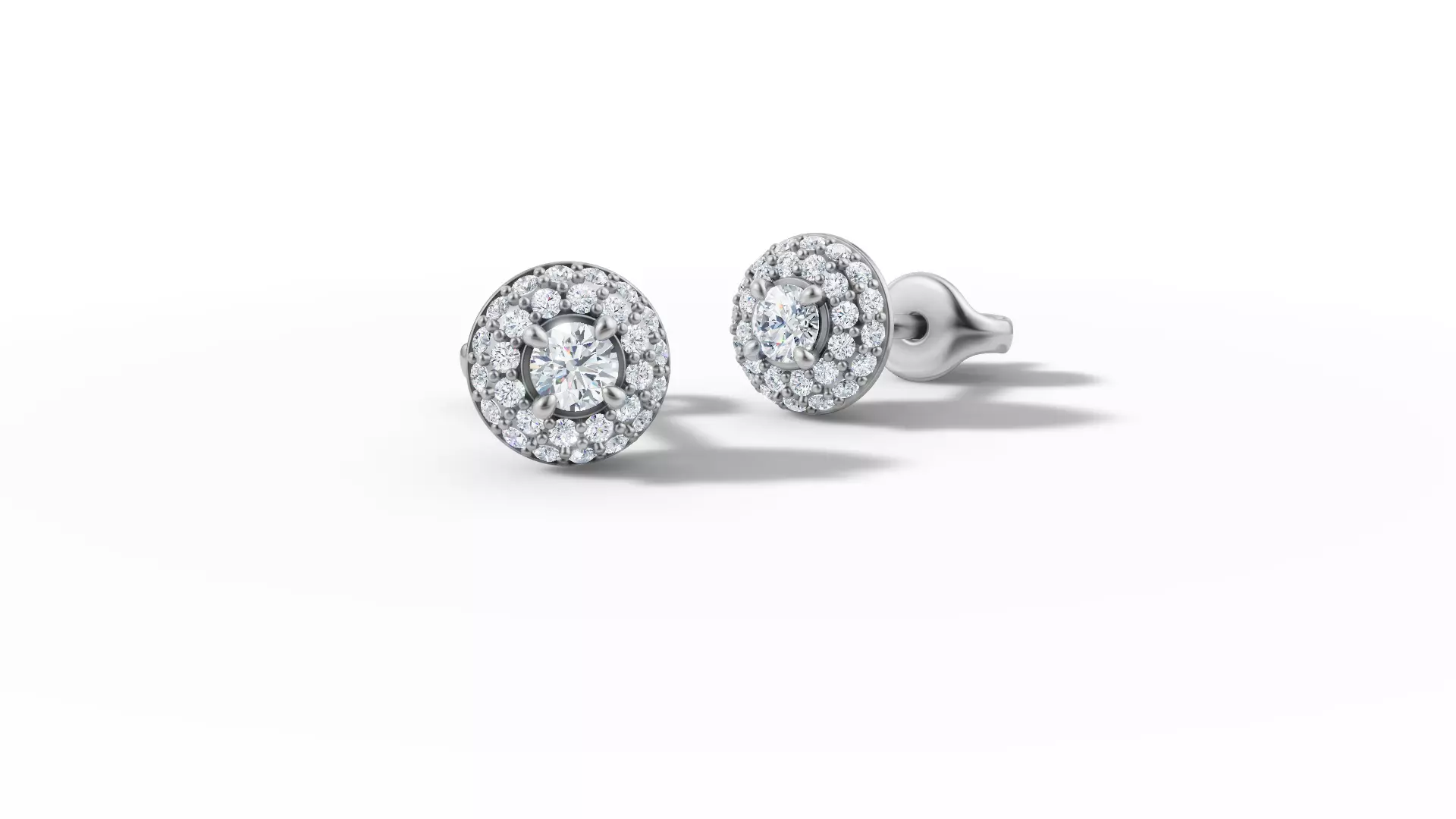 Round Halo Stud Earrings 3mm Diamond Women Earrings  3D print model_19