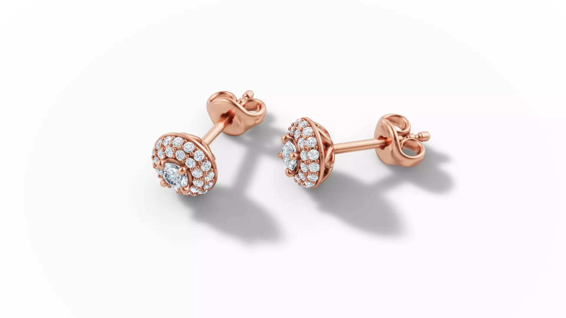 Round Halo Stud Earrings 3mm Diamond Women Earrings  3D print model_33