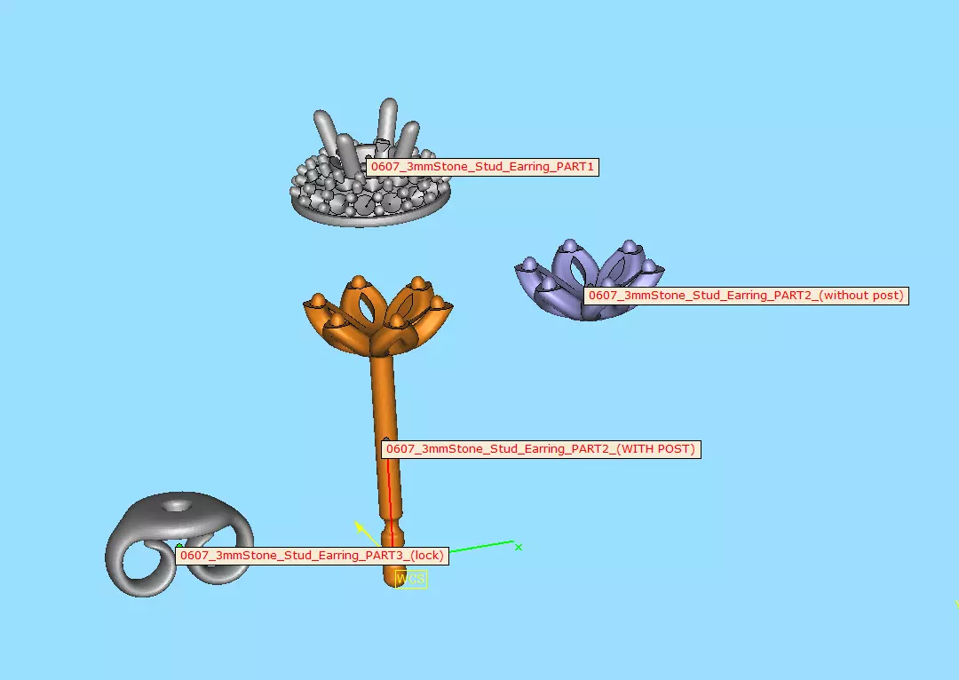 Round Halo Stud Earrings 3mm Diamond Women Earrings  3D print model_11