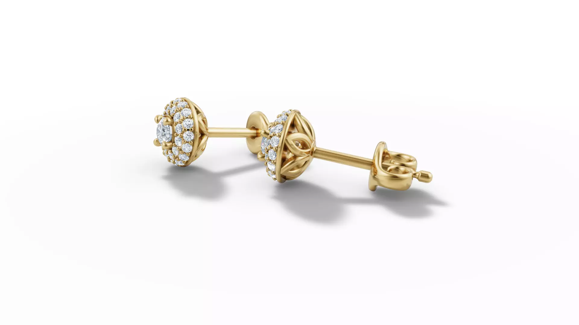 Round Halo Stud Earrings 3mm Diamond Women Earrings  3D print model_14