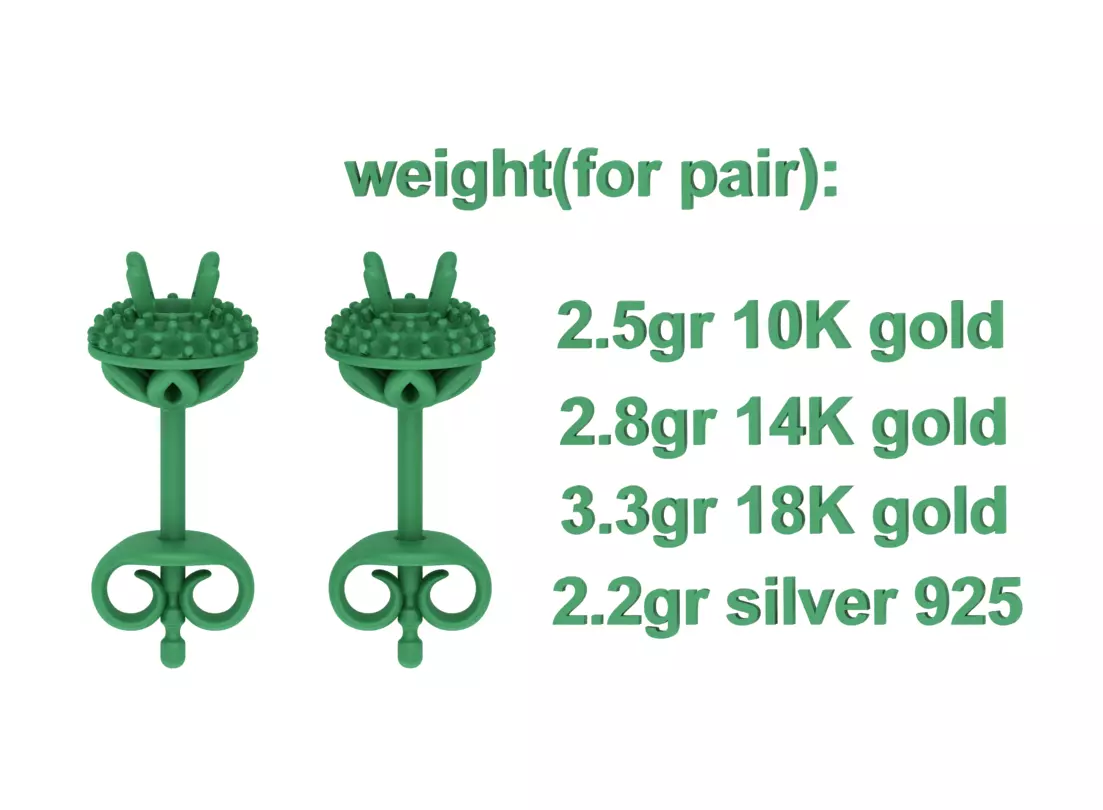 Round Halo Stud Earrings 3mm Diamond Women Earrings  3D print model_9