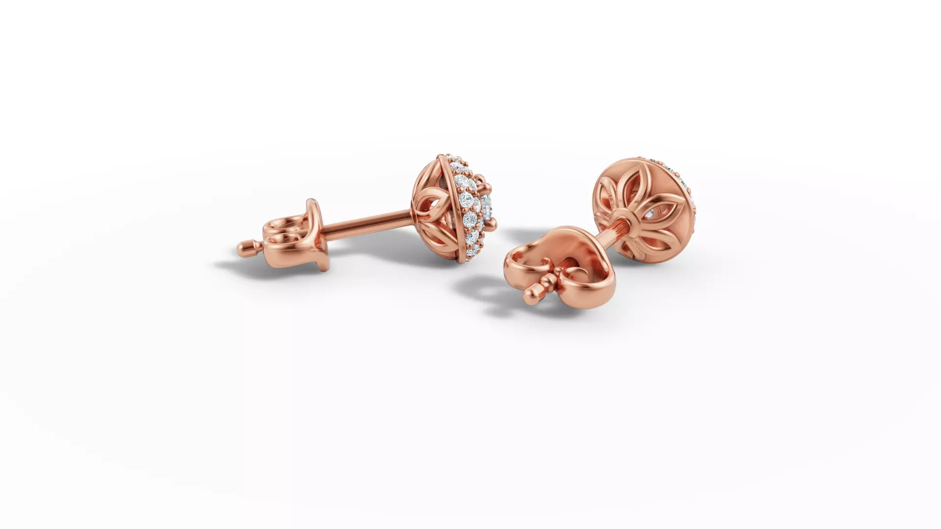 Round Halo Stud Earrings 3mm Diamond Women Earrings  3D print model_26