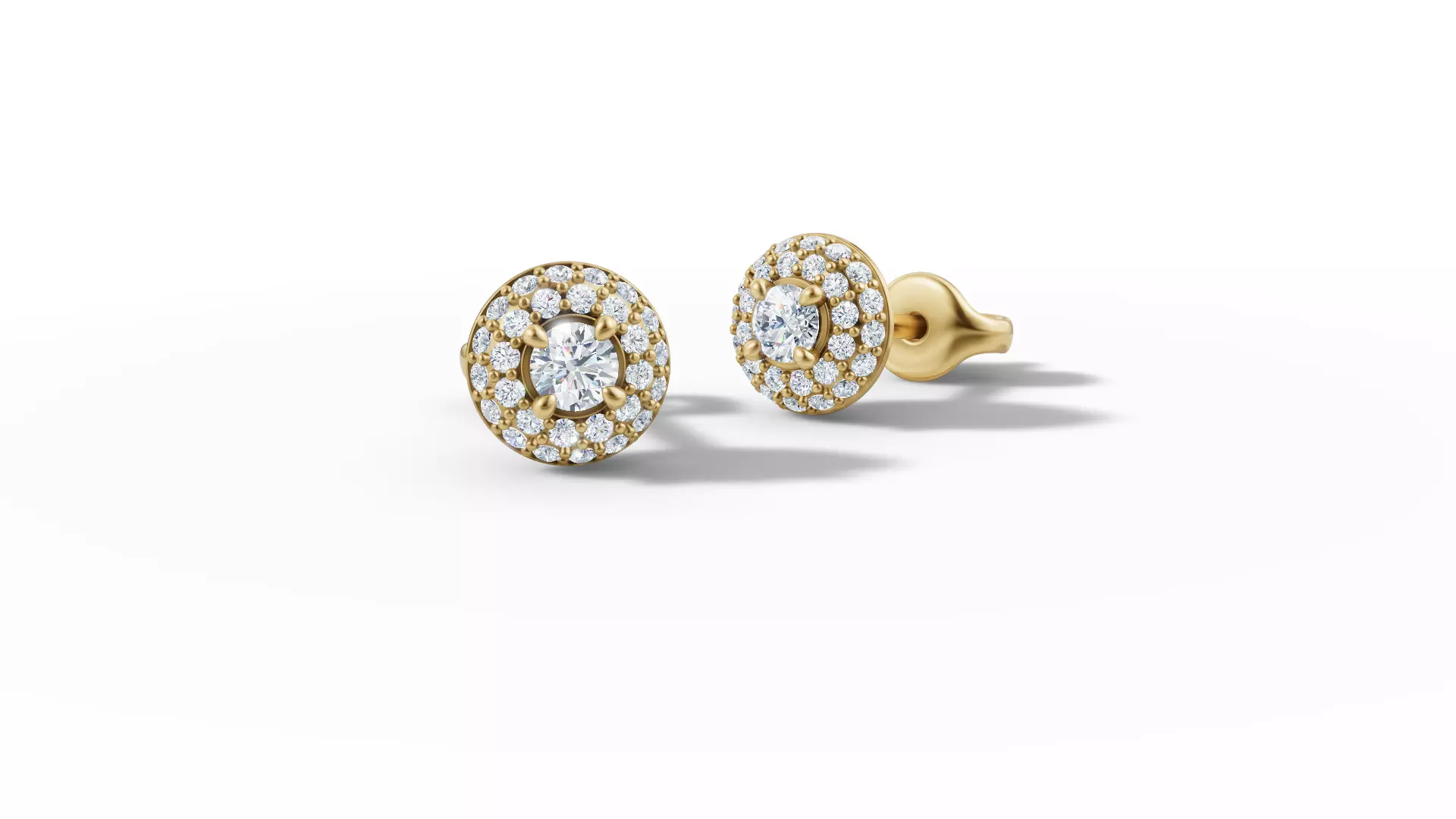 Round Halo Stud Earrings 3mm Diamond Women Earrings  3D print model_18