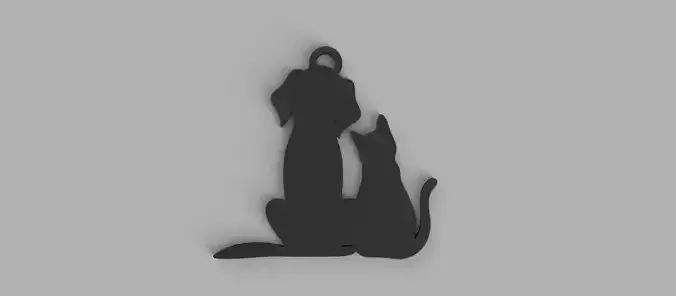 Dog and Cat keychain - pendant - earring