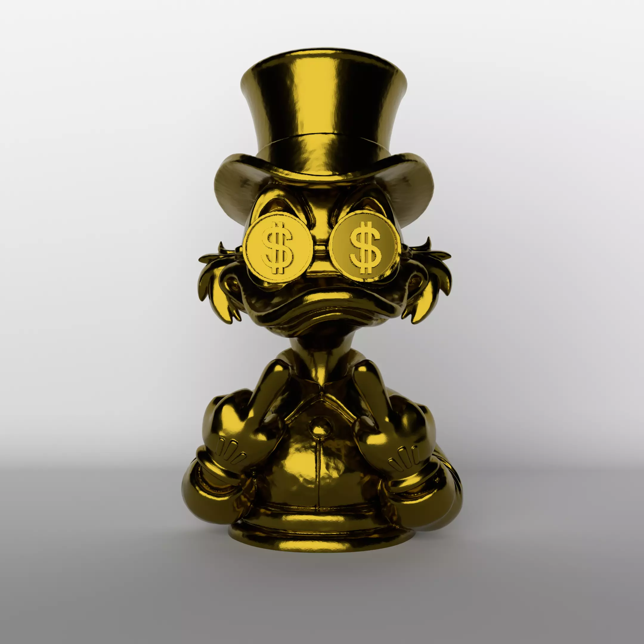 Rebel Millionaire Duck  Sculpture with Dollar Glasses 3D print model_2