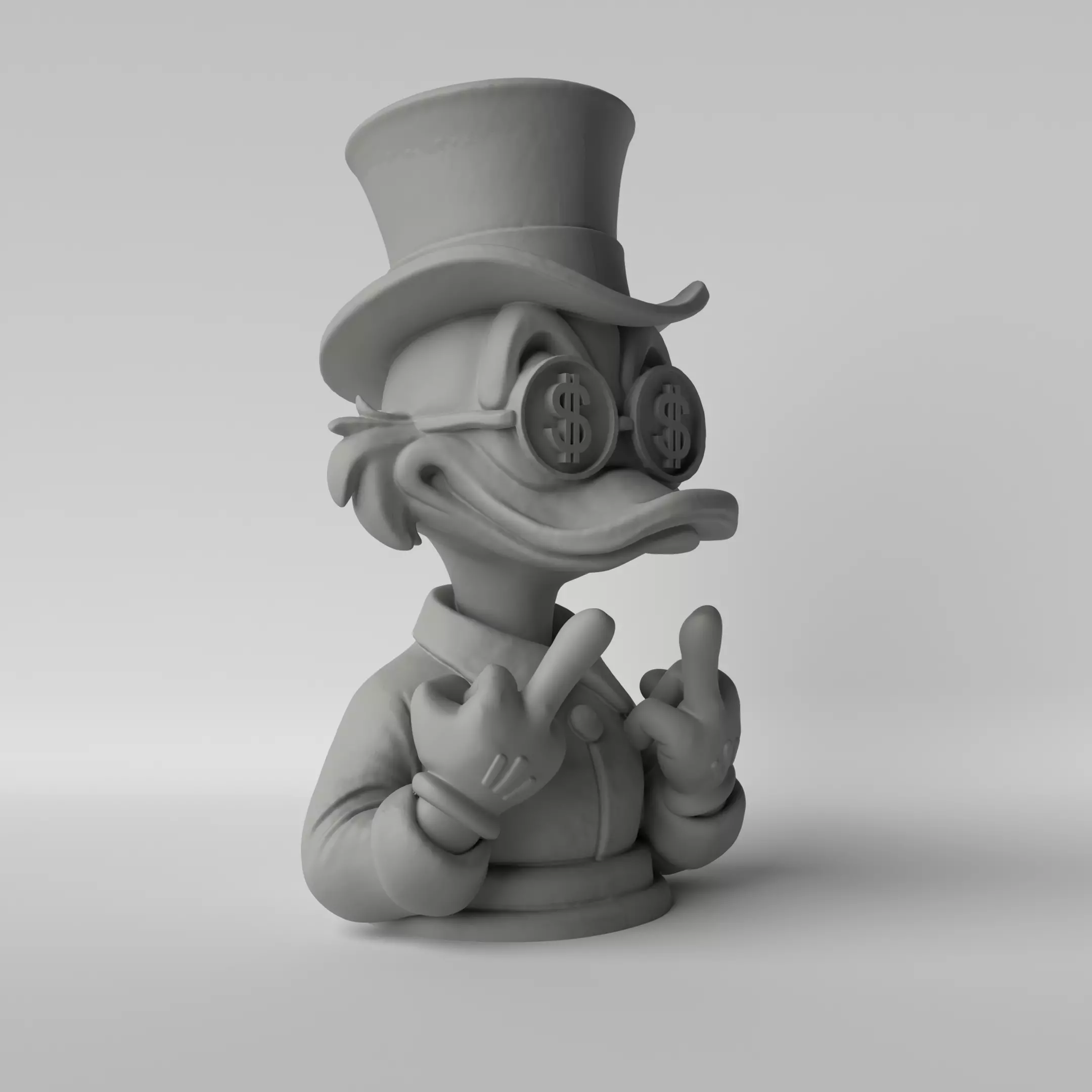 Rebel Millionaire Duck  Sculpture with Dollar Glasses 3D print model_1
