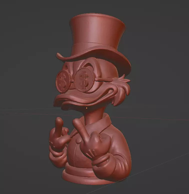 Rebel Millionaire Duck  Sculpture with Dollar Glasses 3D print model_5