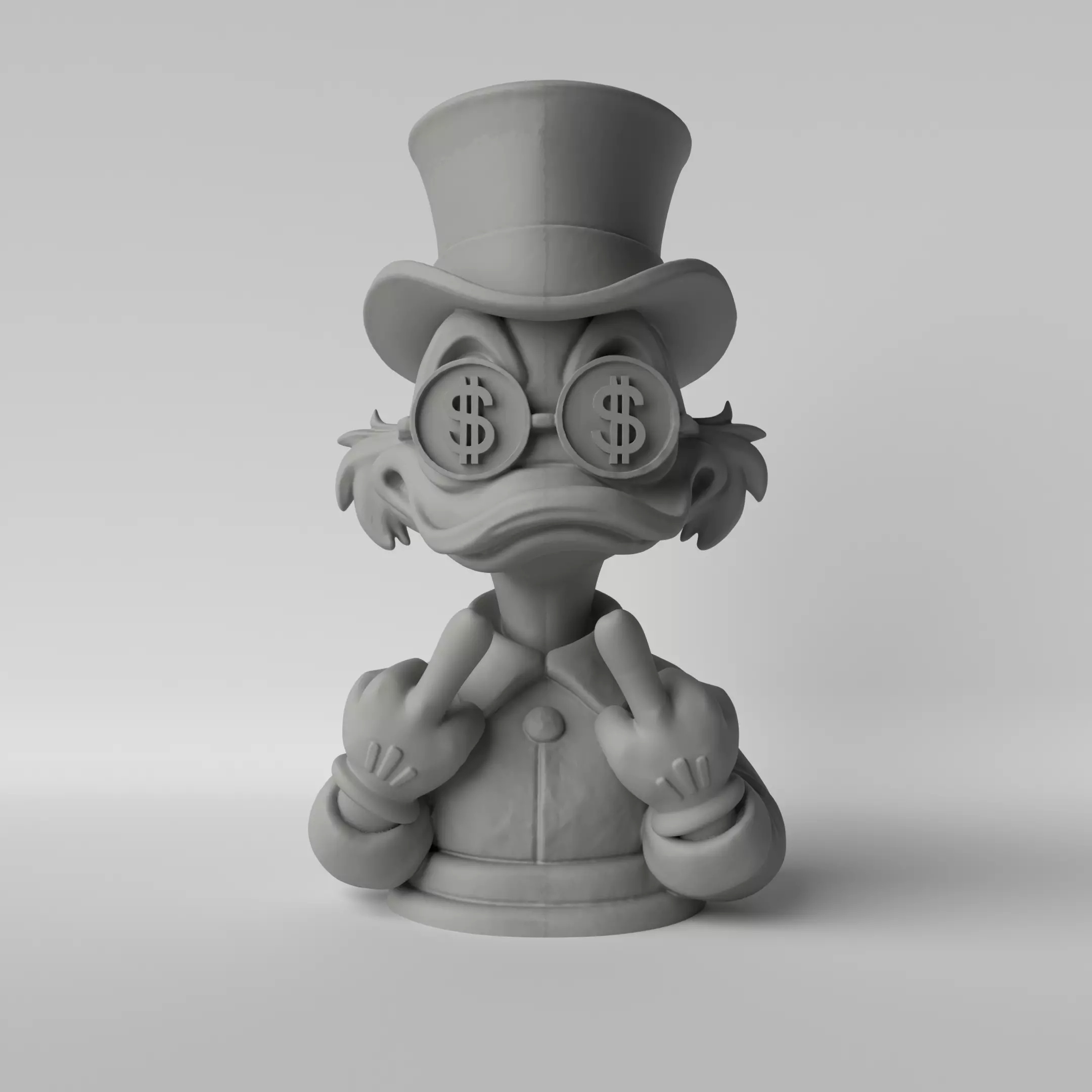 Rebel Millionaire Duck  Sculpture with Dollar Glasses 3D print model_0