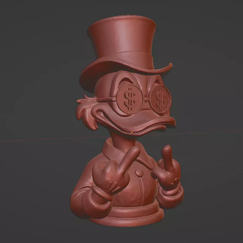 Rebel Millionaire Duck  Sculpture with Dollar Glasses 3D print model_4