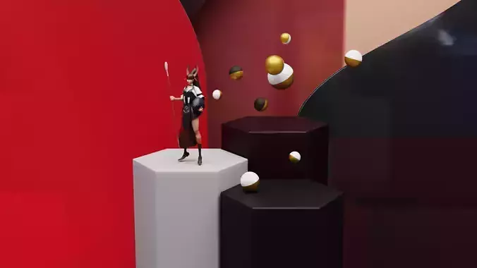 Fantasy Heroine with Staff Weapon