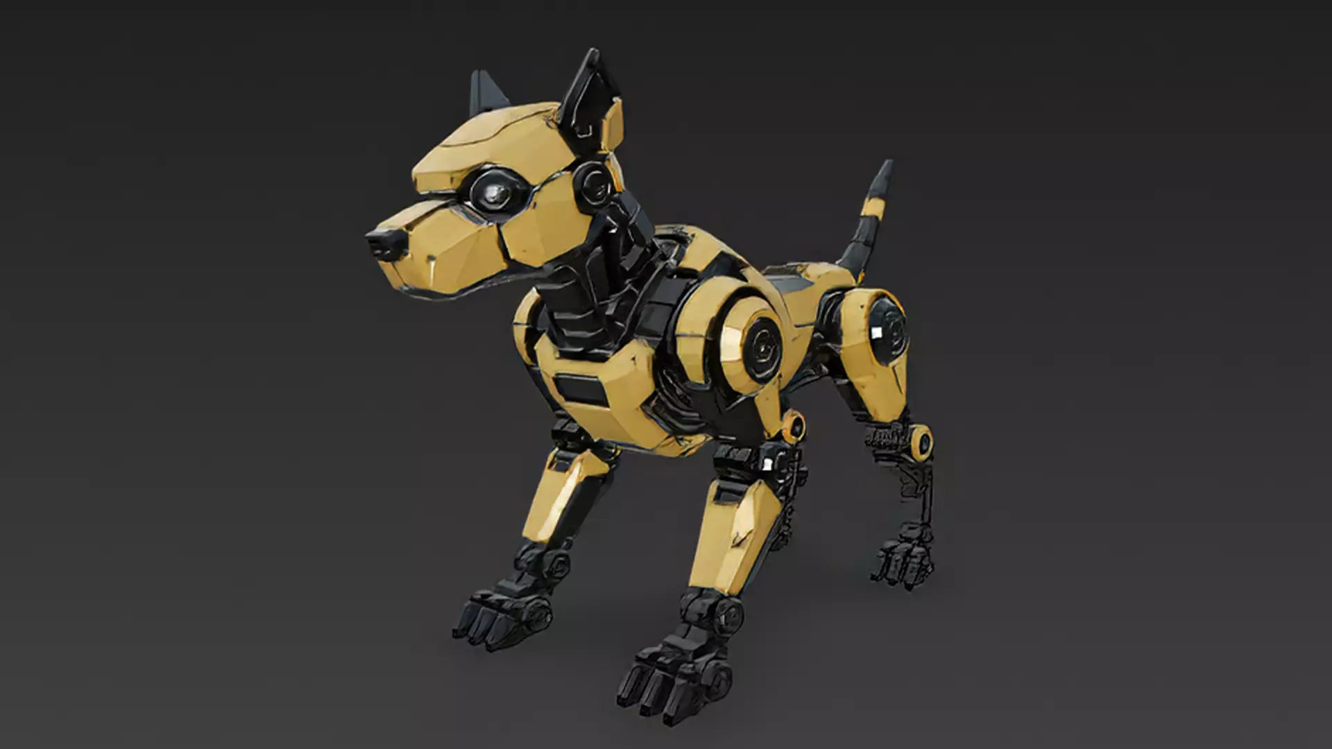 Realistic Yellow Robot Dog PBR 3D Model 3D model_0