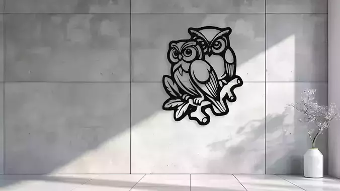 Two Owls Wall Decor Art