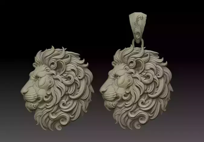 Lion Head Pendant  Relief