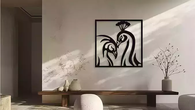 Peacock Love Wall Decor Art