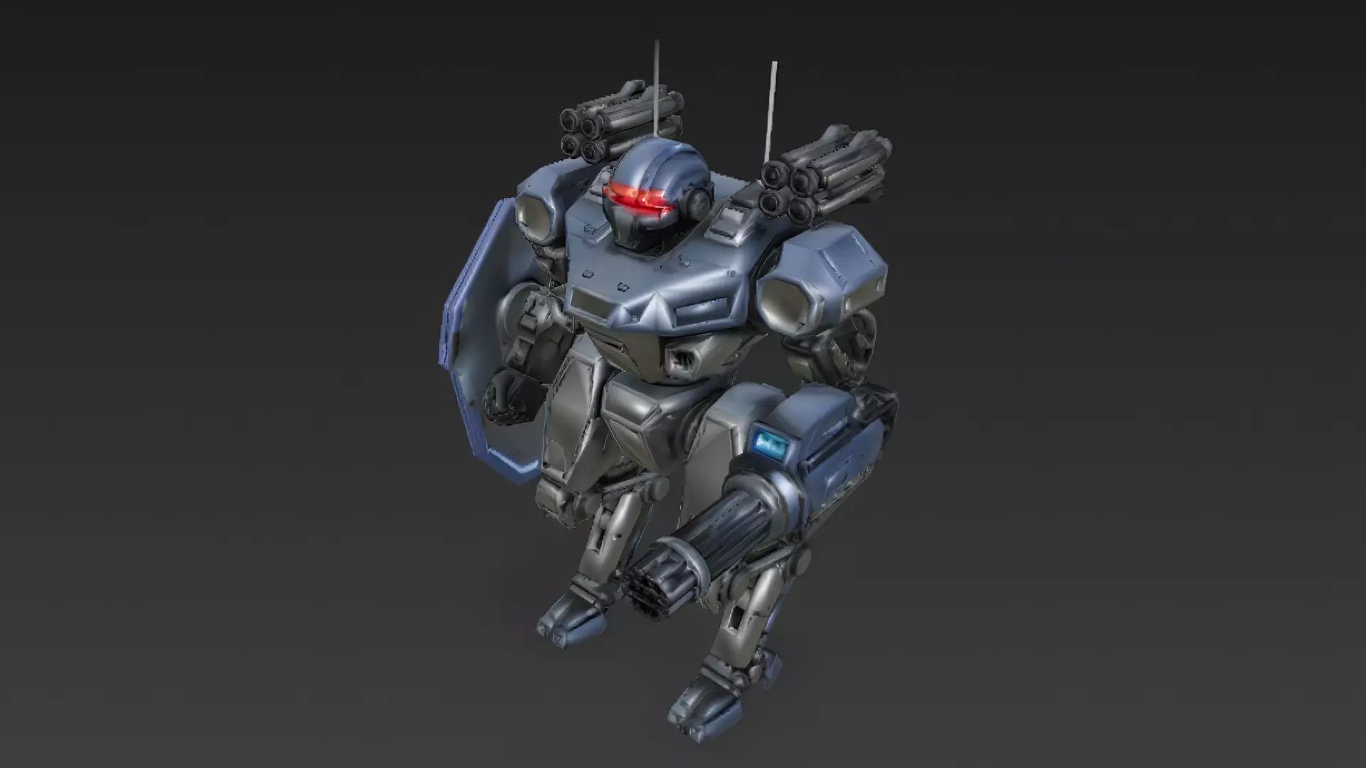 Futuristic Cartoon Battle Robot with Shield PBR 3D Model 3D model_2