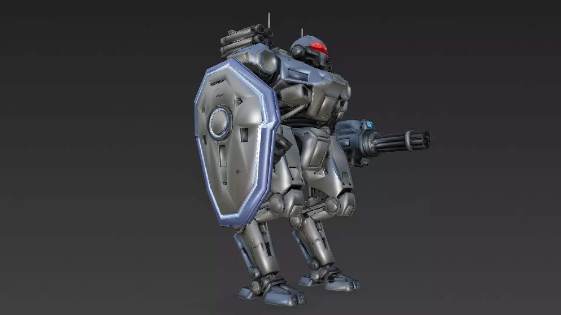 Futuristic Cartoon Battle Robot with Shield PBR 3D Model 3D model_5