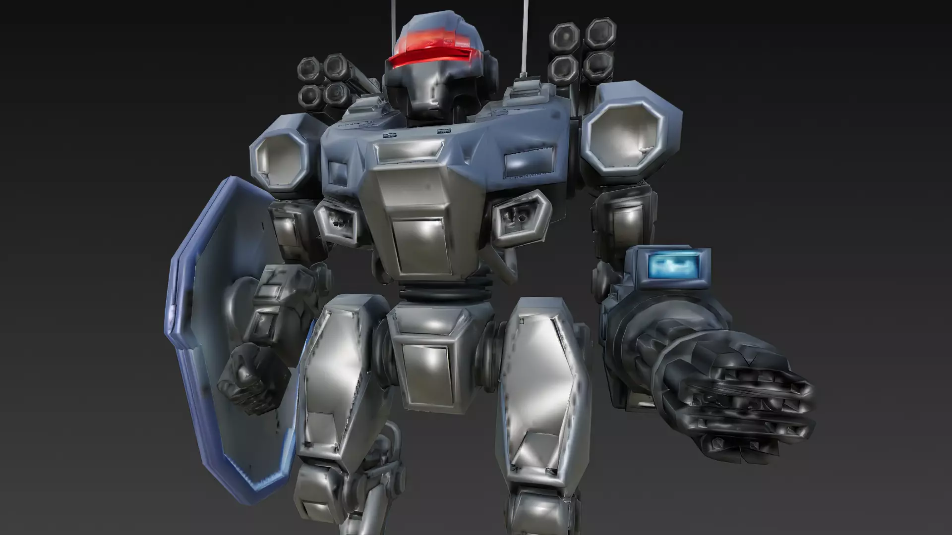 Futuristic Cartoon Battle Robot with Shield PBR 3D Model 3D model_6