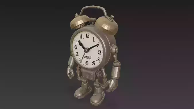 Sci-Fi Alarm Clock Robot PBR 3D Model 3D model