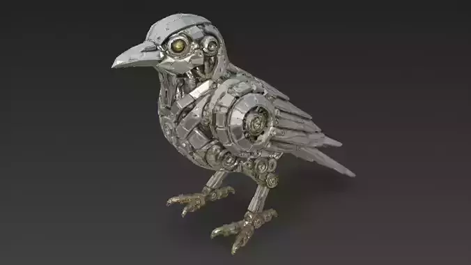 Realistic Metal Bird PBR 3D Model