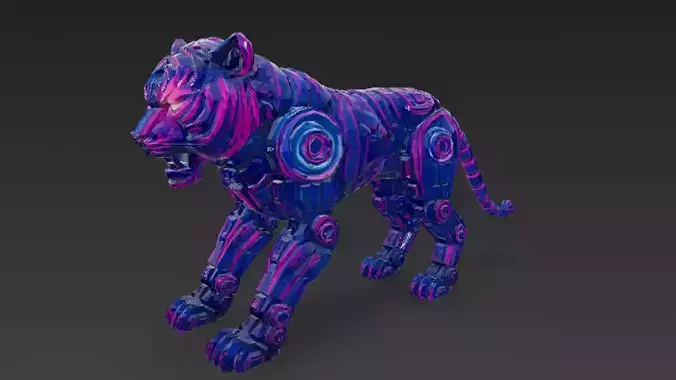 Cartoon Crystal Tiger PBR 3D Model 3D model