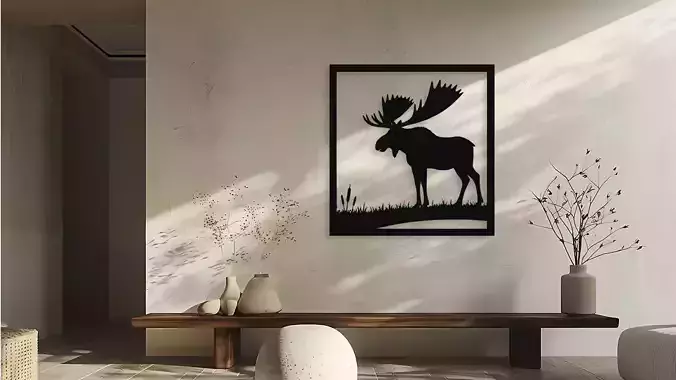 Moose Silhouette Wall Art Decor