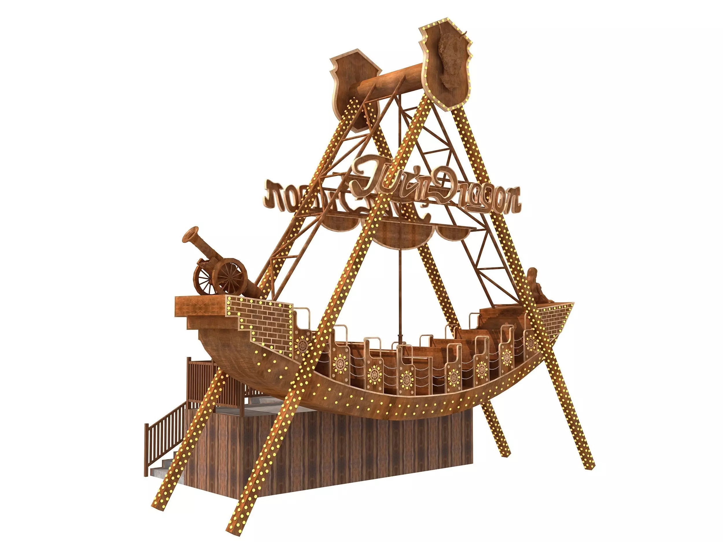pirate ship ride 3D model_0