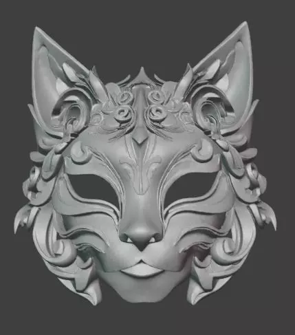 Cat Masquerade Mask Fantasy for Party Cosplay and 3D Printing 3D print model_1