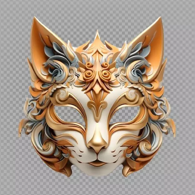 Cat Masquerade Mask Fantasy for Party Cosplay and 3D Printing 3D print model_0