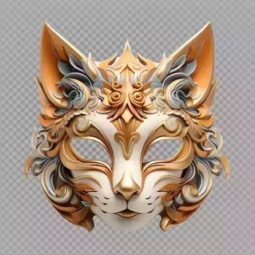 Cat Masquerade Mask Fantasy for Party Cosplay and 3D Printing 3D print model