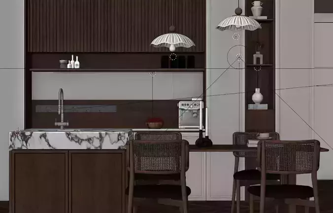 Medieval-style living room 3D model 7