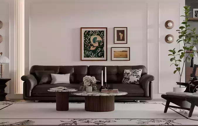 Medieval-style living room 3D model 3