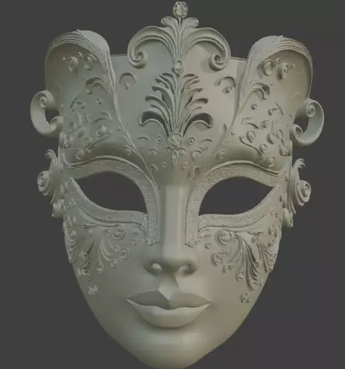 Venetian Carnival Mask Masquerade Costume Prop 3D print model_0