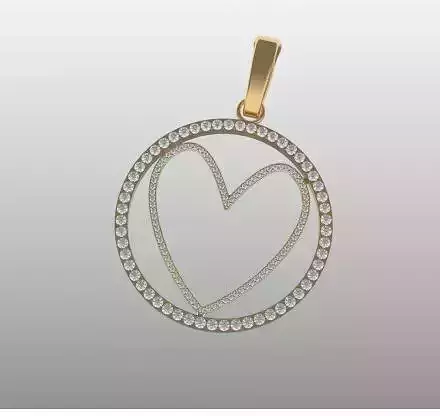 HEART SHAPED PENDANT WITH STONES - MODEL FOR PRODUCTION 