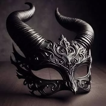 Ebony Devil Masquerade Mask Gothic Horned 3D print model_0