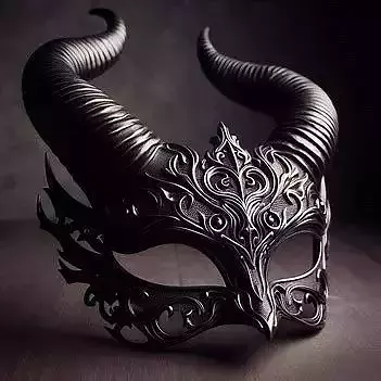 Ebony Devil Masquerade Mask Gothic Horned 3D print model
