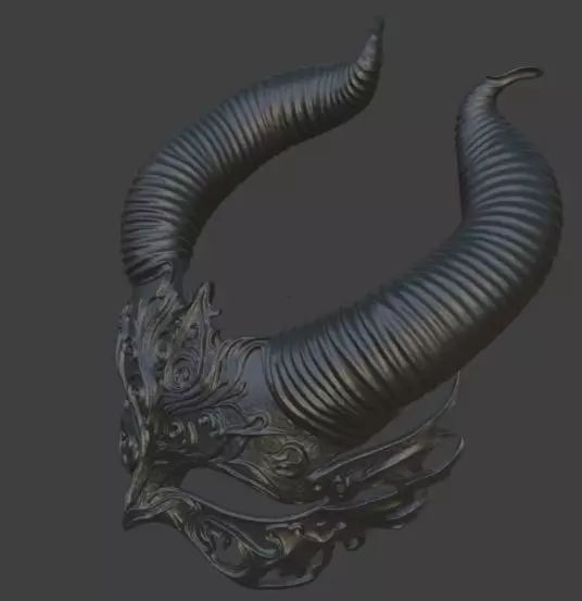 Ebony Devil Masquerade Mask Gothic Horned 3D print model_2