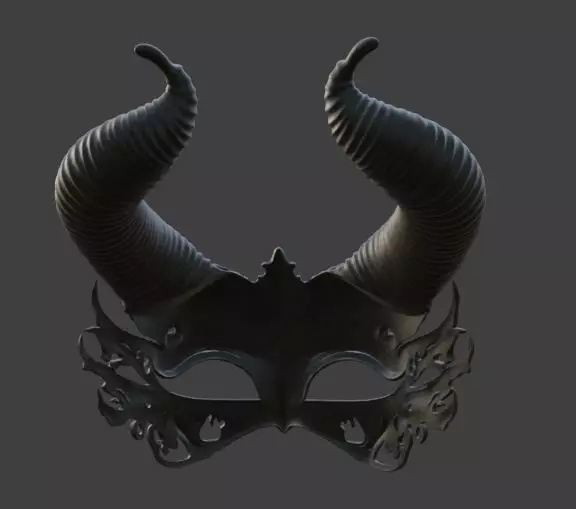 Ebony Devil Masquerade Mask Gothic Horned 3D print model_3