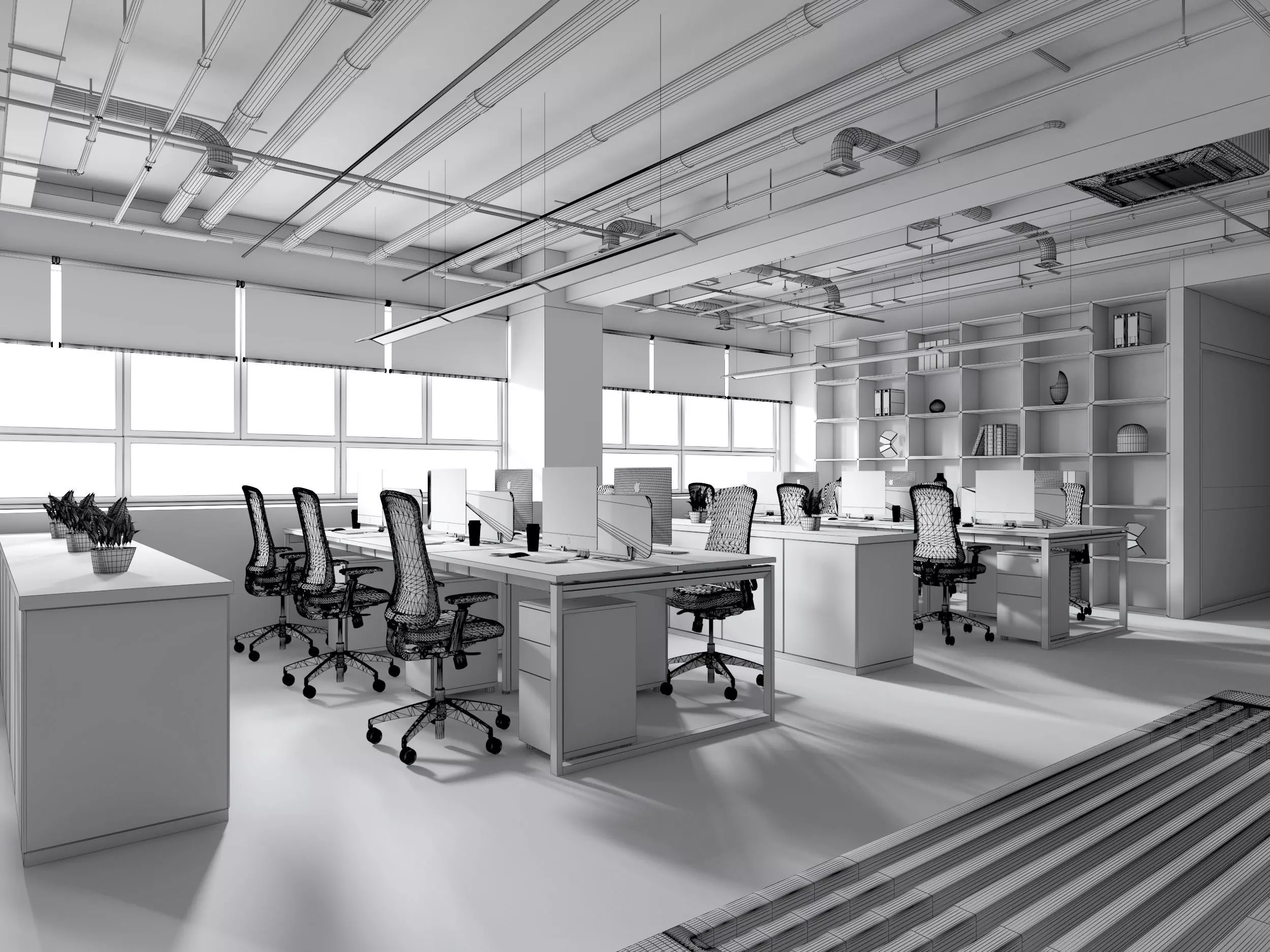 office Low-poly 3D model_11