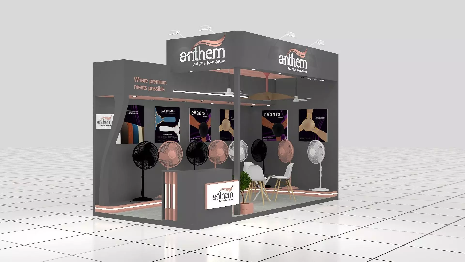 6mtr x 3mtr expo stall 2side open Exhibition Stand Design Low-poly 3D model_1