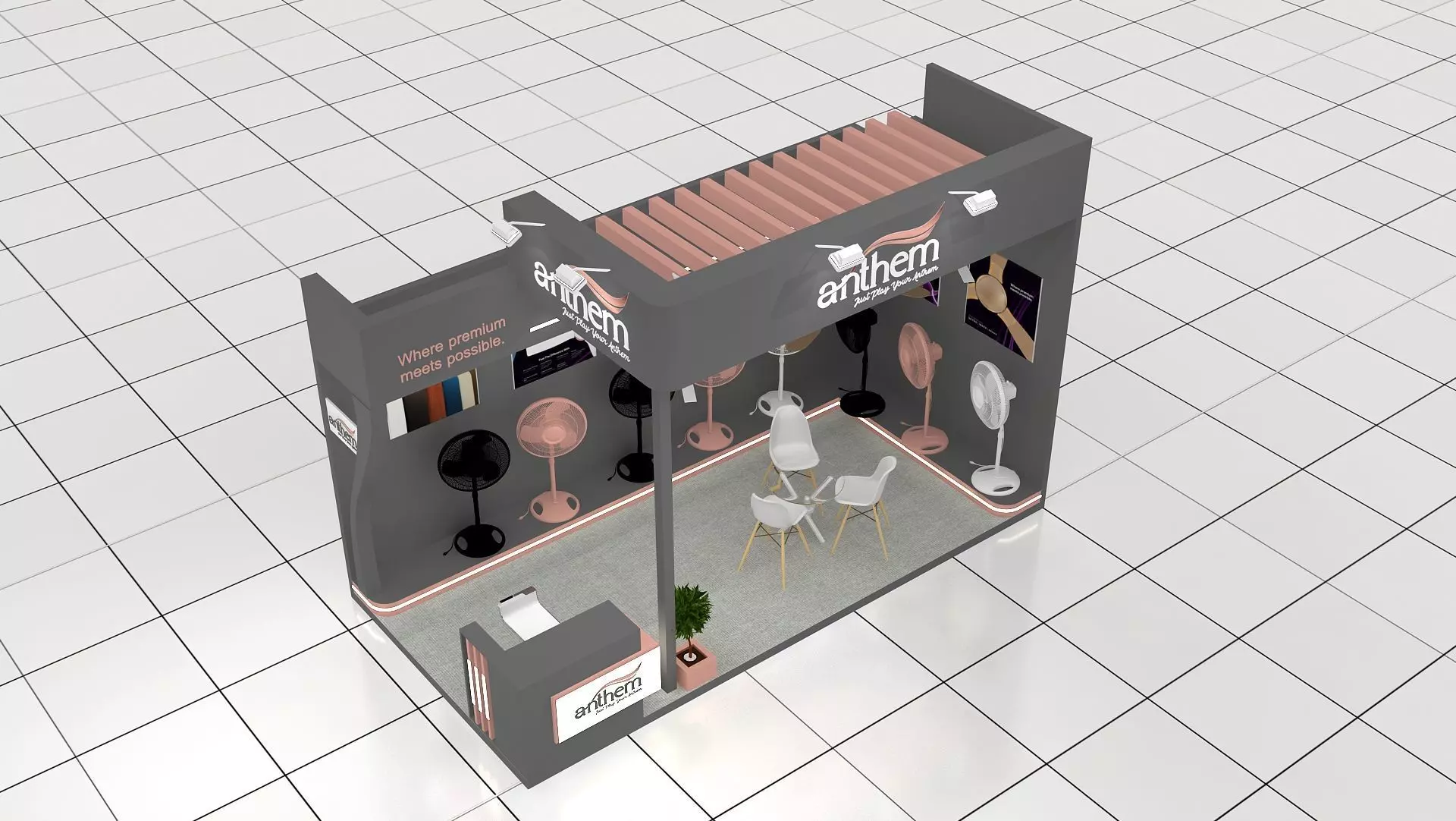 6mtr x 3mtr expo stall 2side open Exhibition Stand Design Low-poly 3D model_4