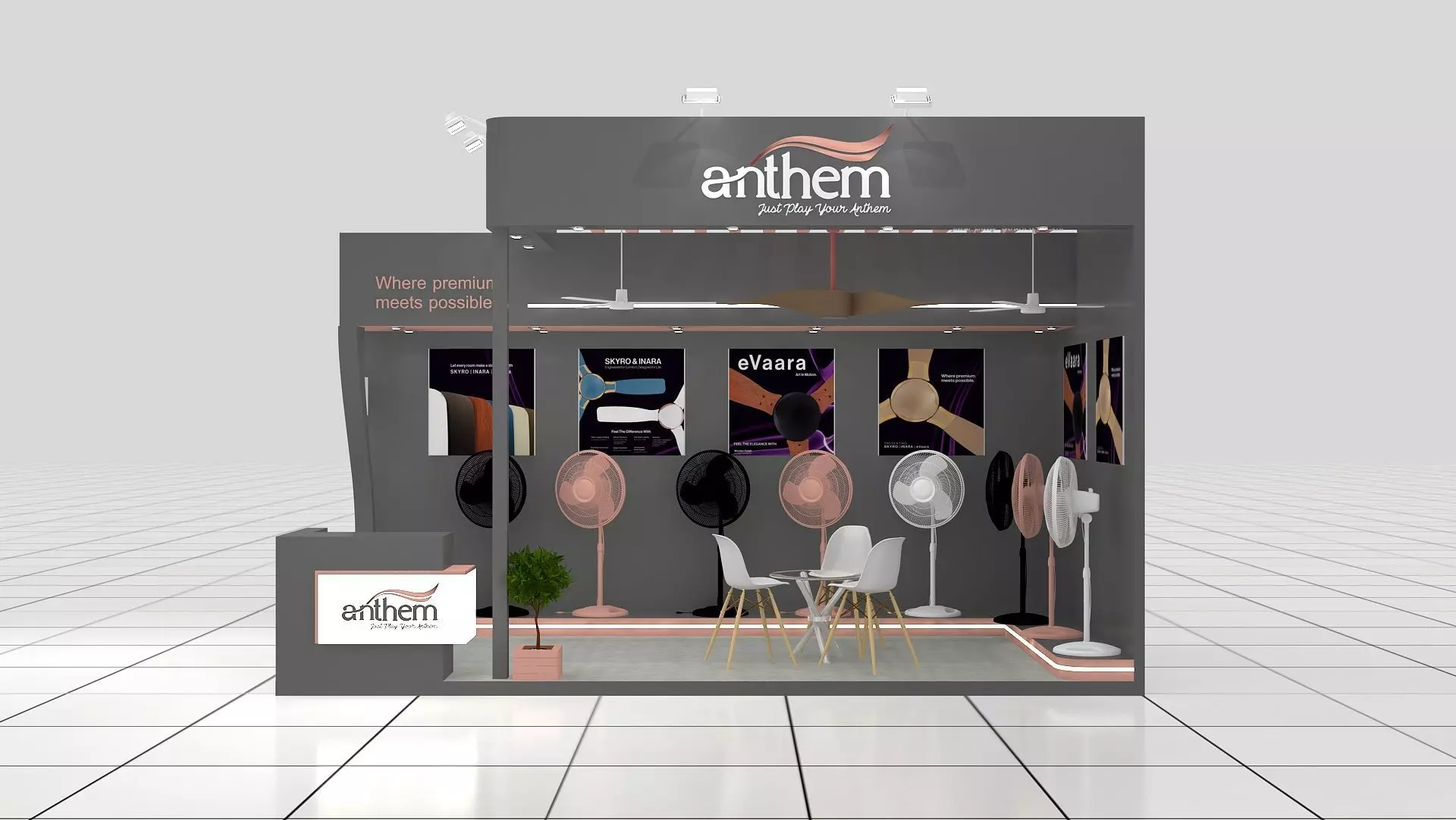 6mtr x 3mtr expo stall 2side open Exhibition Stand Design Low-poly 3D model_0