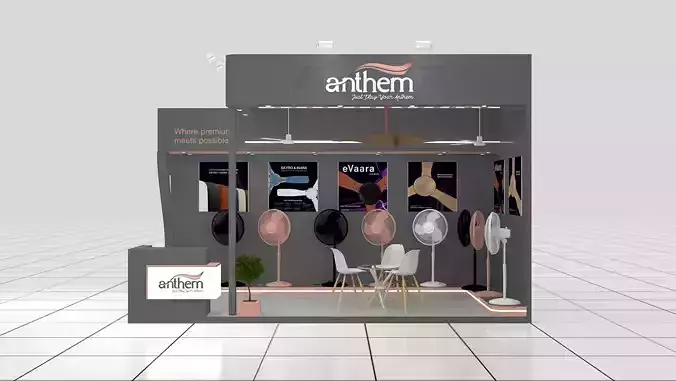 6mtr x 3mtr expo stall 2side open Exhibition Stand Design Low-poly 3D model