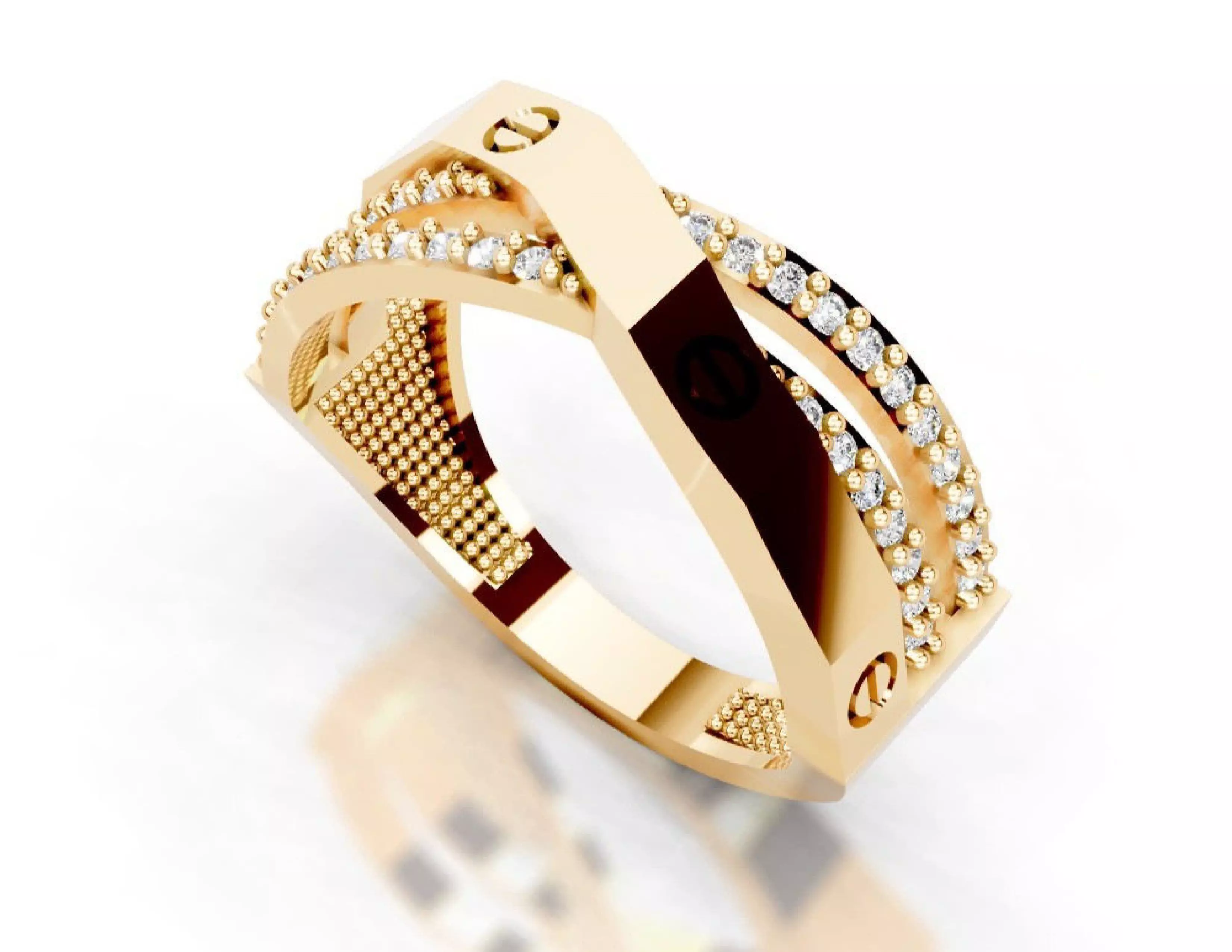 3D Printable Diamond Ring Models STL 3DM File 3D print model 3D print model_11