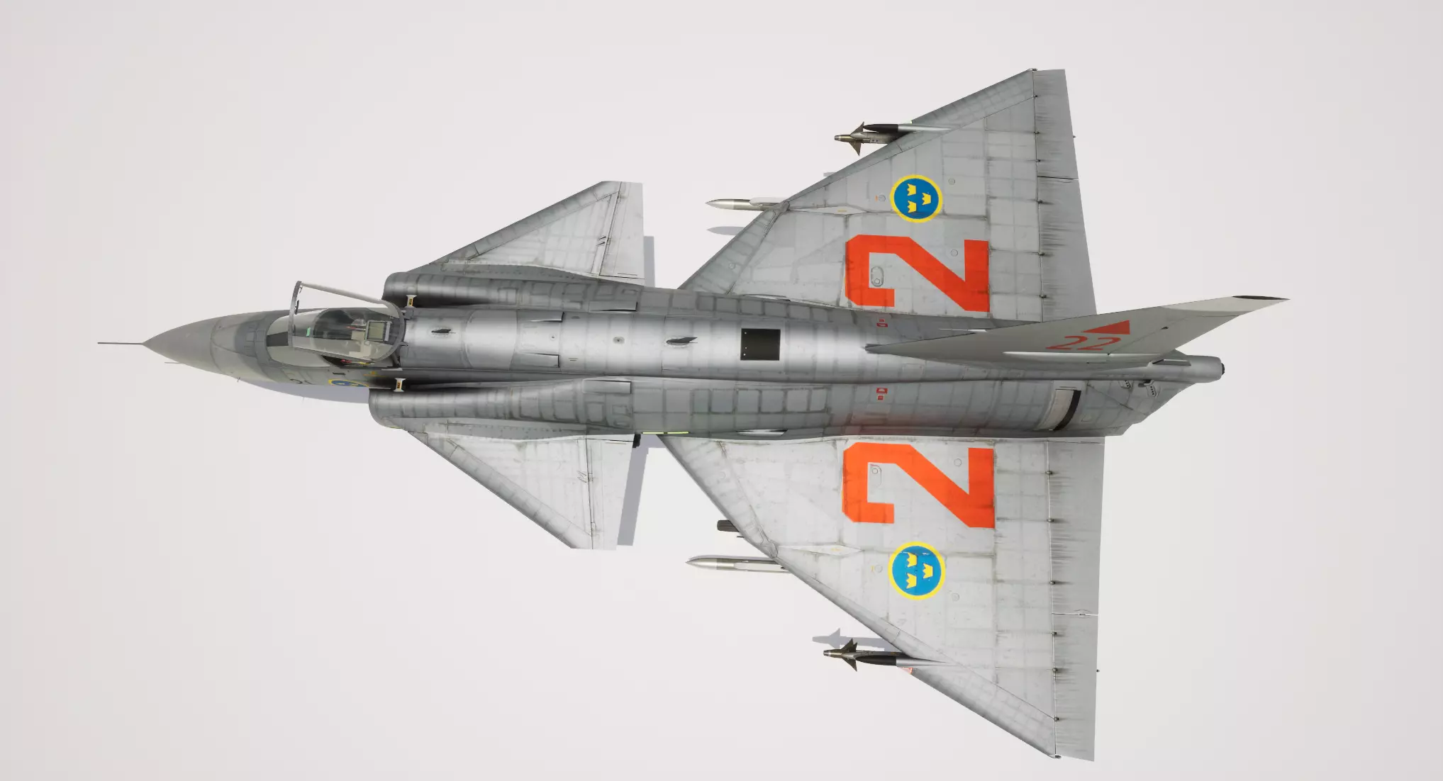 Rigged Saab 37 Viggen Fighter 3D model_6