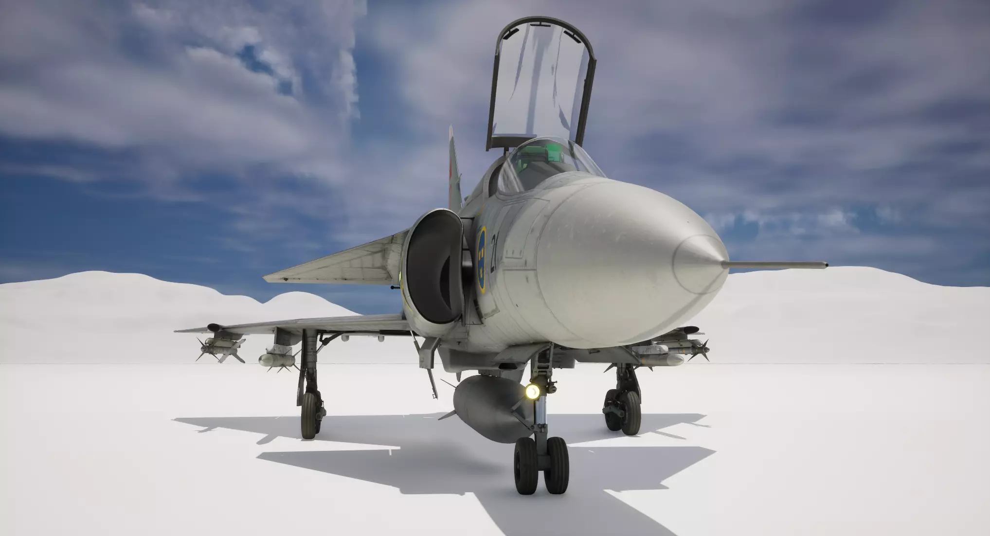 Rigged Saab 37 Viggen Fighter 3D model_12