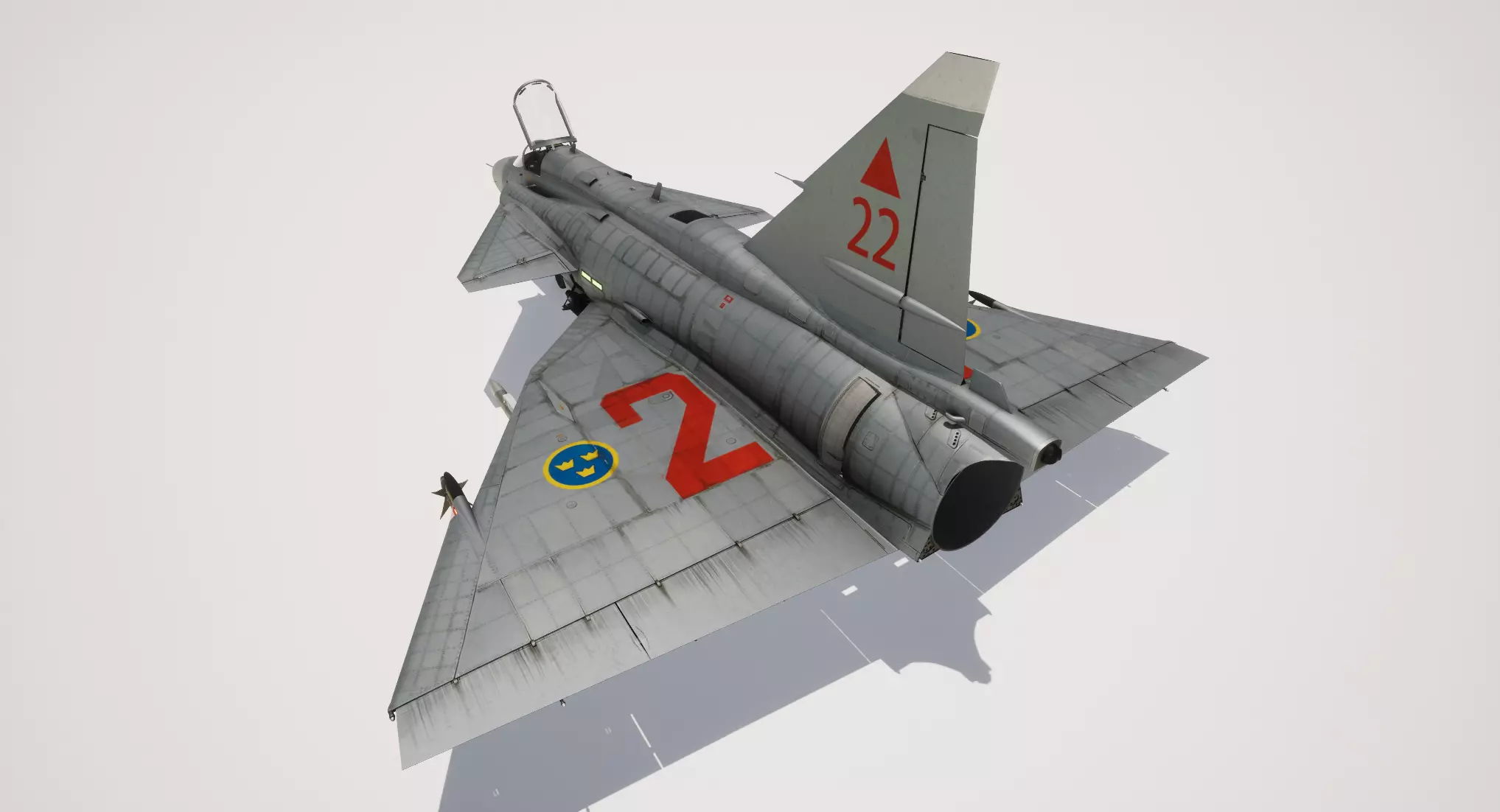 Rigged Saab 37 Viggen Fighter 3D model_7